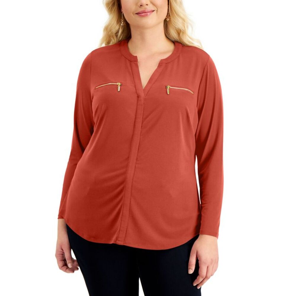 INC International Concepts Plus Size Zip-Pocket Top